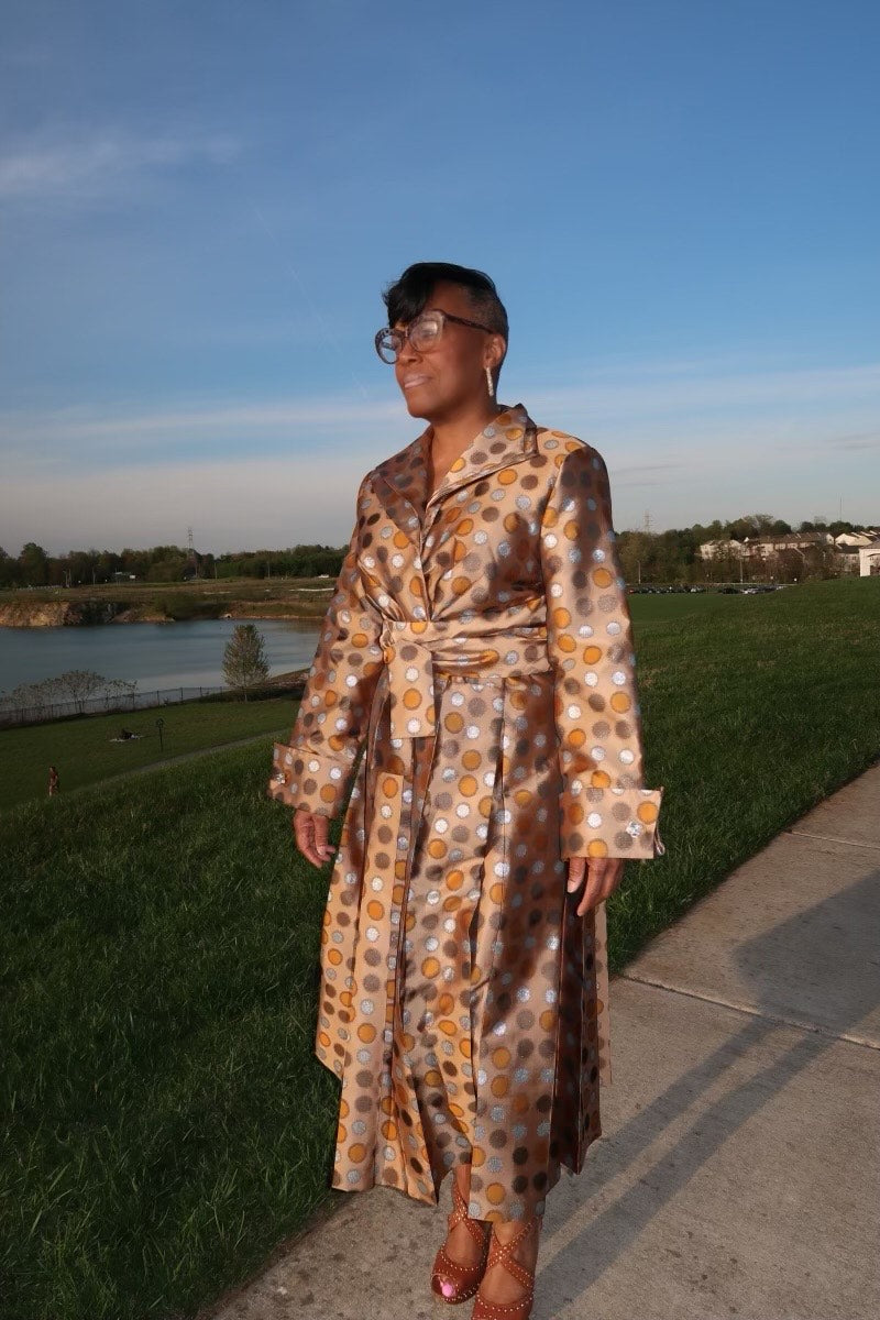 Bronze polkadot dress