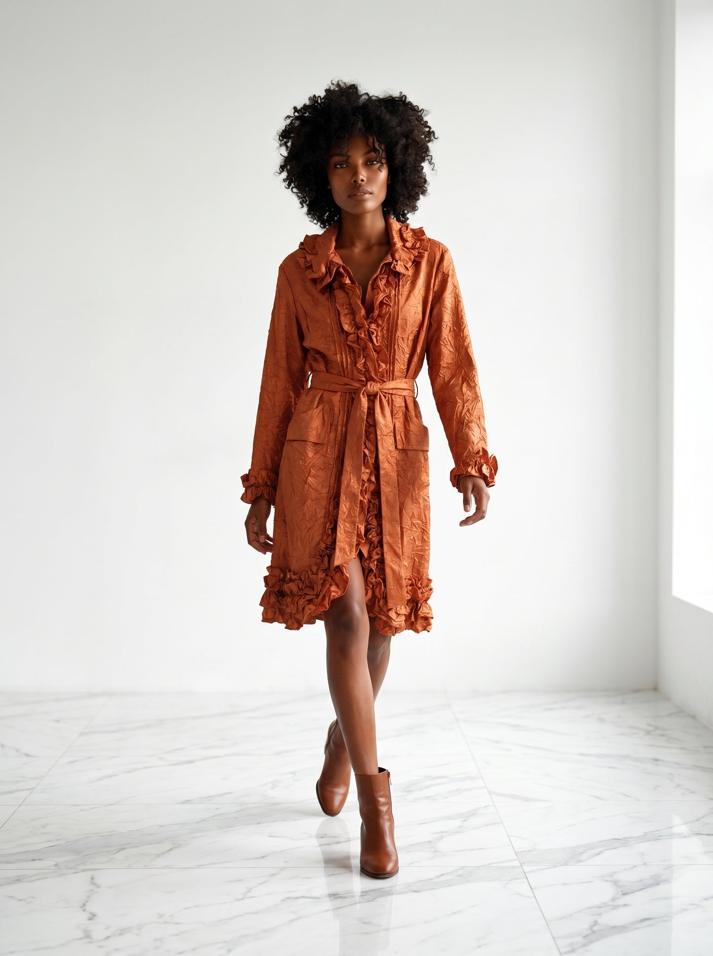 Rust Ruffle Dress