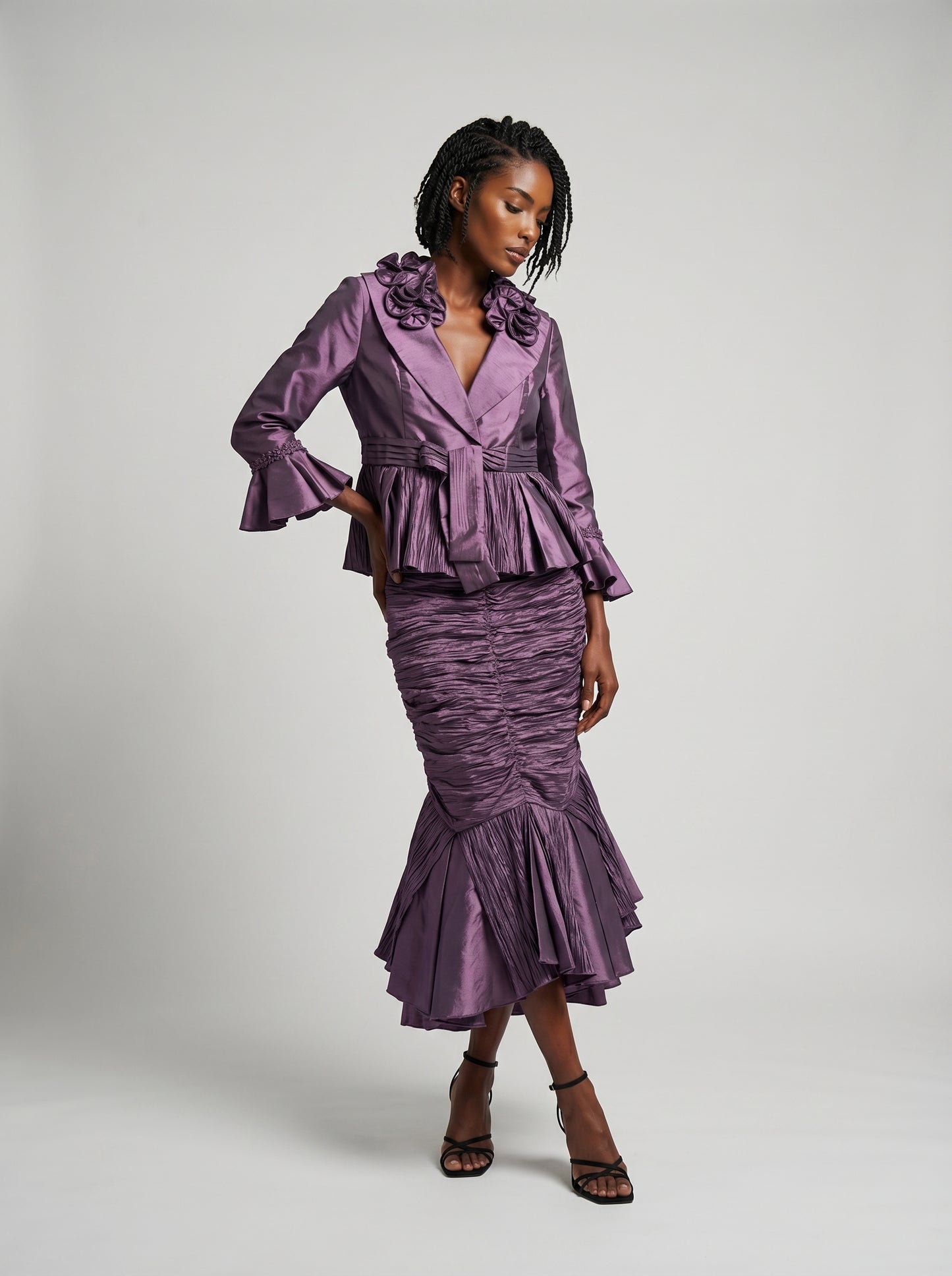 Elegant Plum Two Piece Skirt Suit