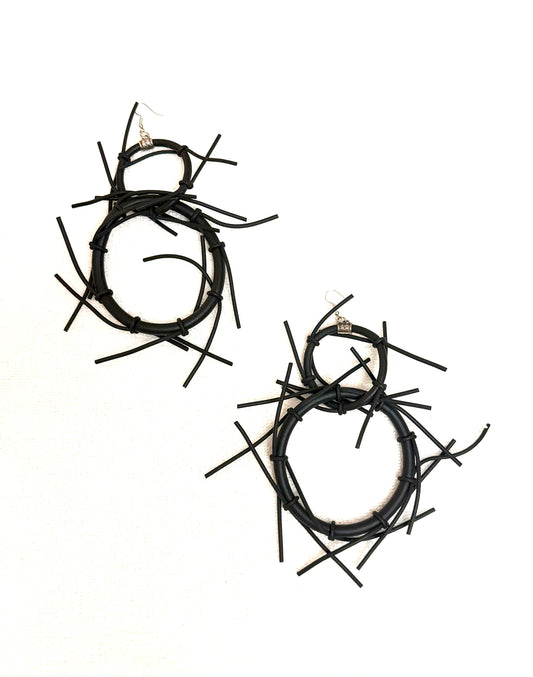 Bold and Artistic Double-Hoop Drop Earings
