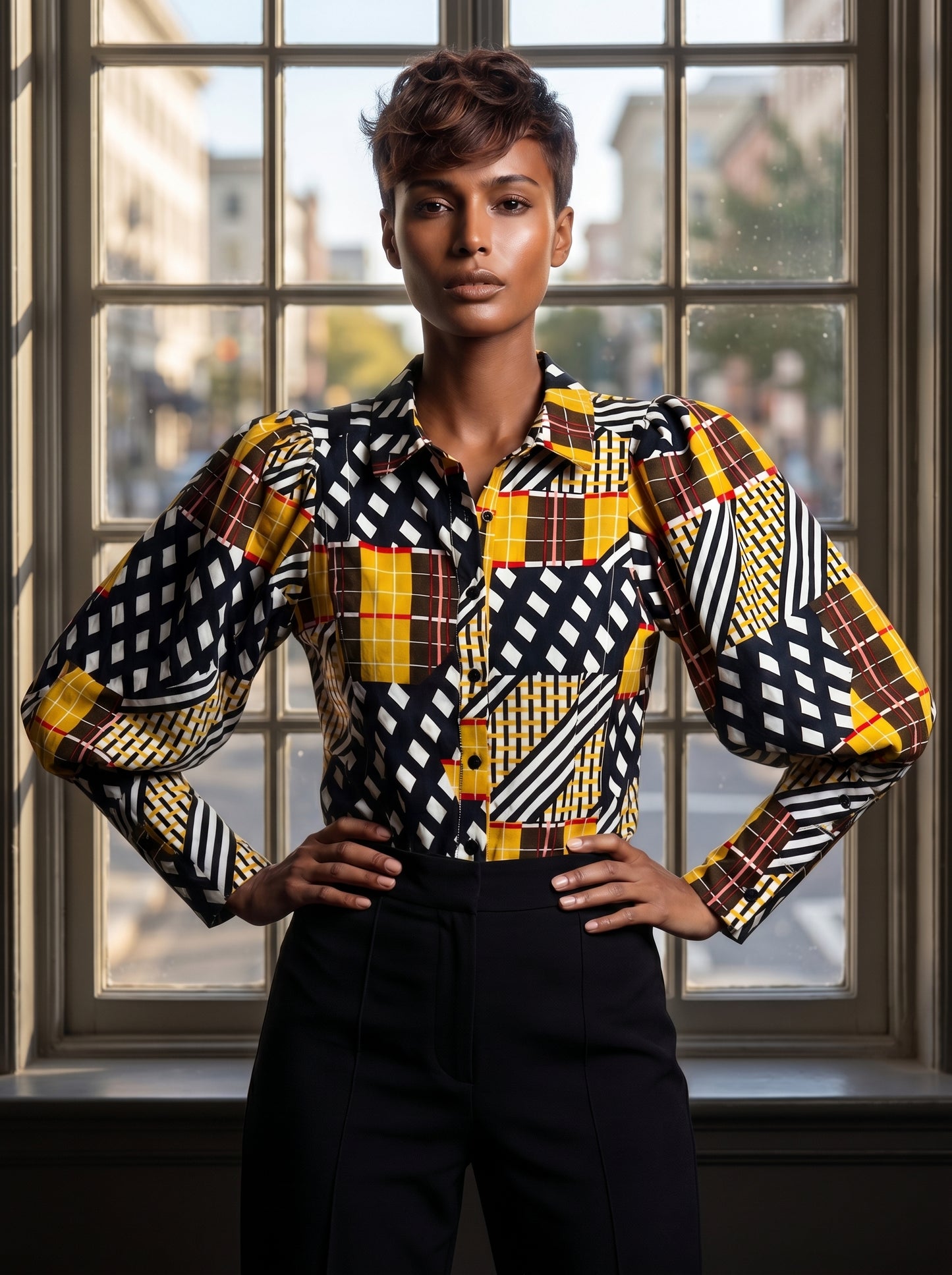 Geometric Patchwork Blouse