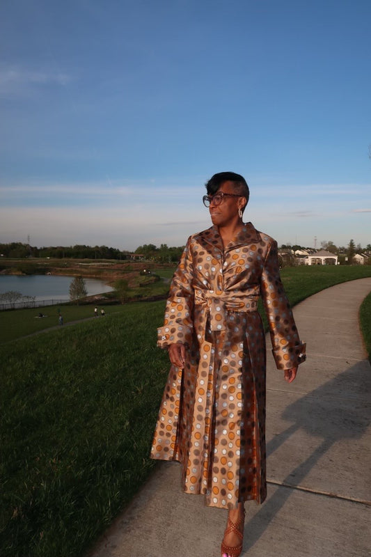 Bronze polkadot dress